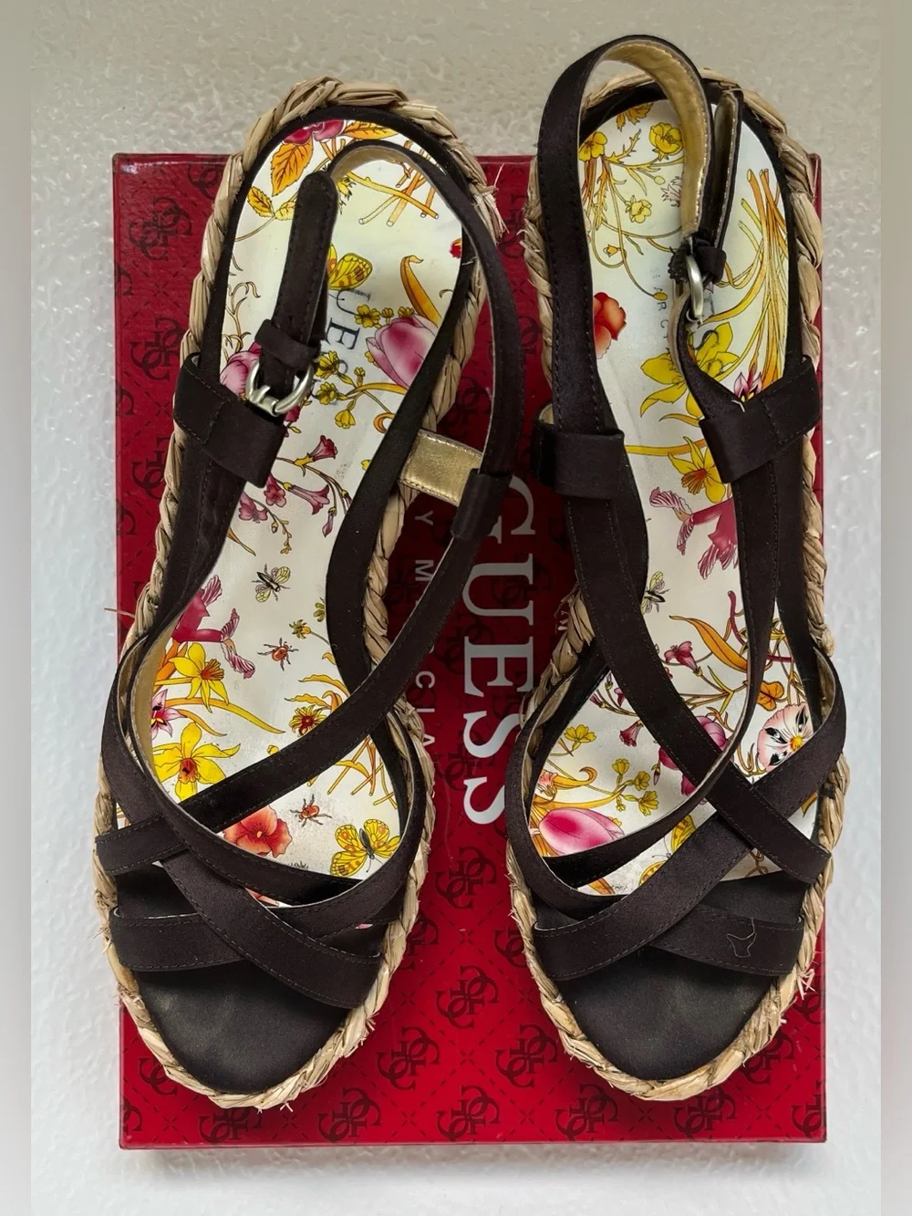Guess Brown Wedge Sandals